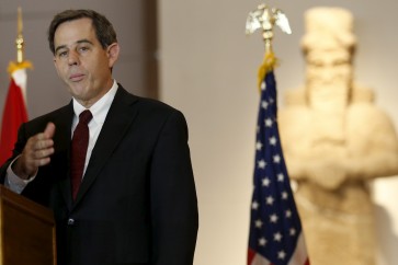 U.S. ambassador to Iraq Stuart Jones delivers speech in Iraq's National Museum in Baghdad