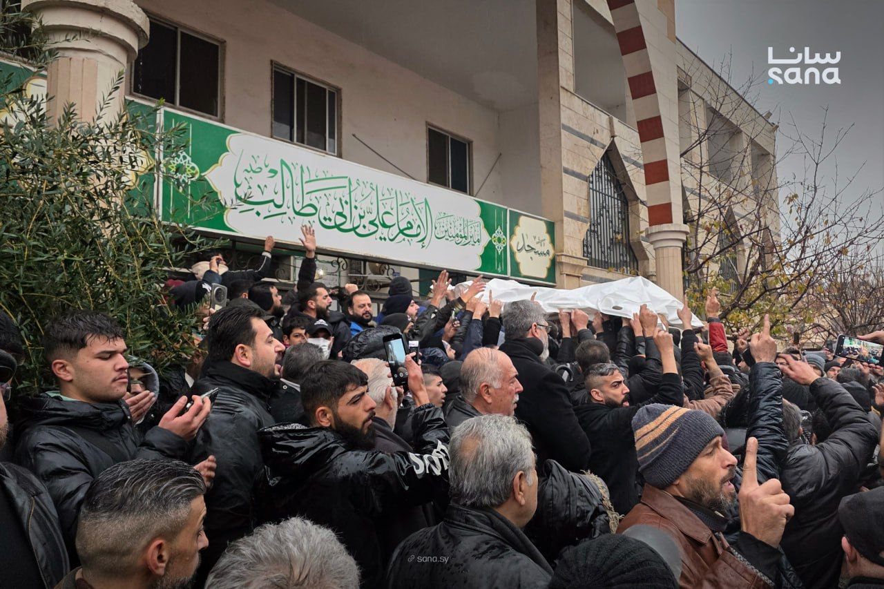 تشييع شهداء التفجير الإرهابي في وادي الذهب بمحافظة حمص
