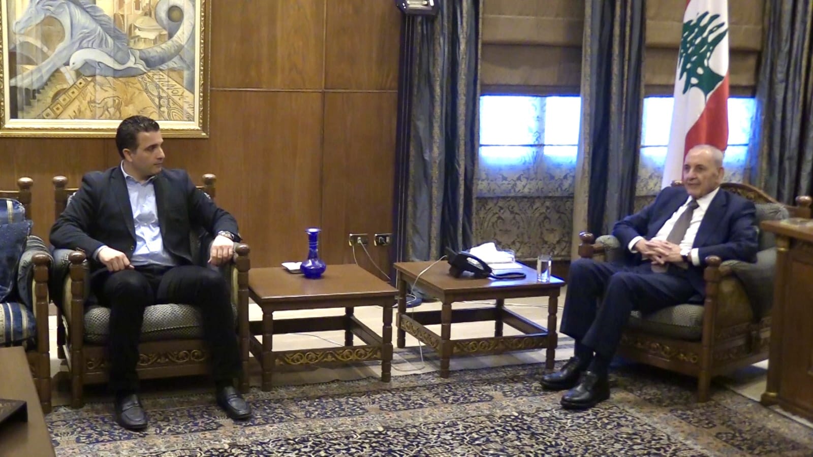 الرئيس بري تابع تطورات الأوضاع والمستجدات السياسية والميدانية خلال استقباله رئيس الحكومة نواف سلام والنائب إيهاب مطر